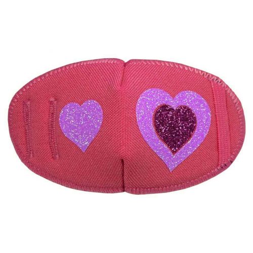 Kay Fun Patch Glitter Hearts on Pink soft reusable fabric eye patch for children with glasses
