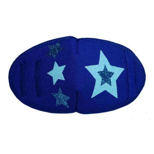 Kay Fun Patch Glitter Stars on Blue soft reusable fabric eye patch for children with glasses