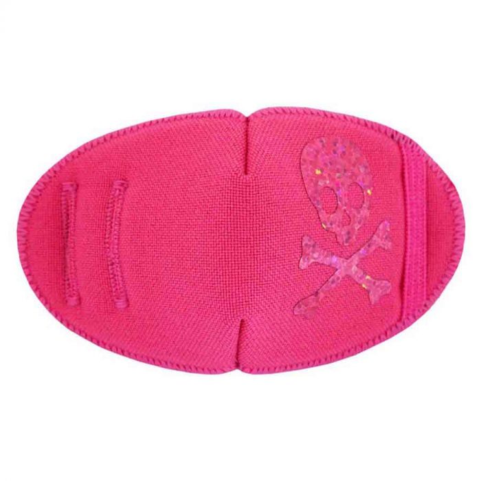 on Pink soft reusable fabric eye patch for children with glasses