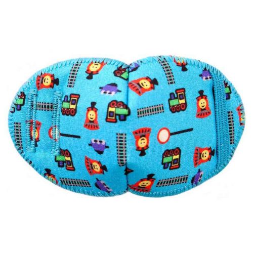 Trains soft reusable fabric eye patch for children with glassess