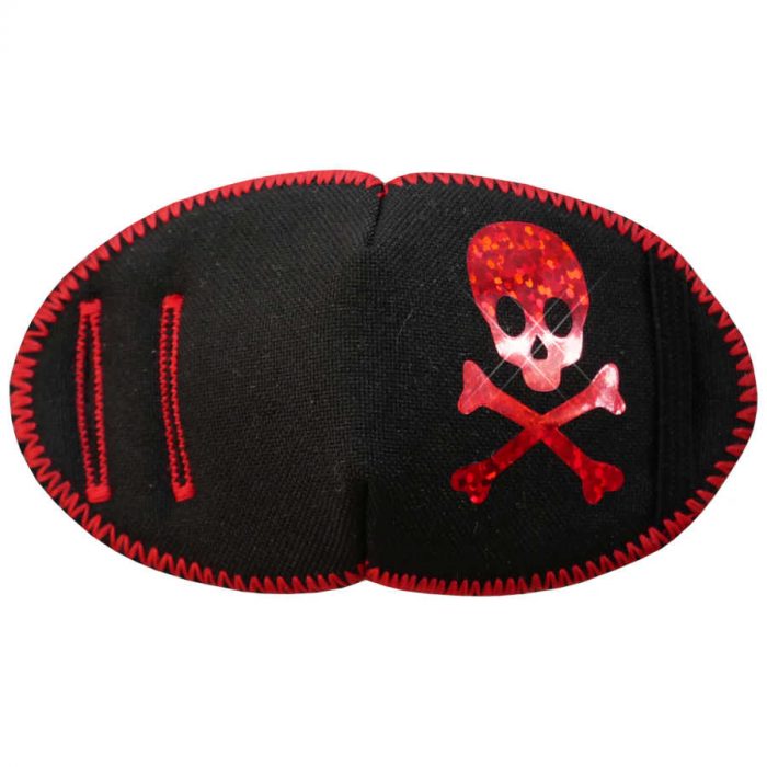 Red Sparkle Pirate Fun Patch soft reusable fabric eye patch for children with glasses