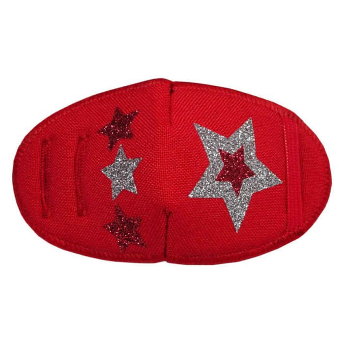 Glitter Stars on Red soft reusable fabric eye patch for children with glasses