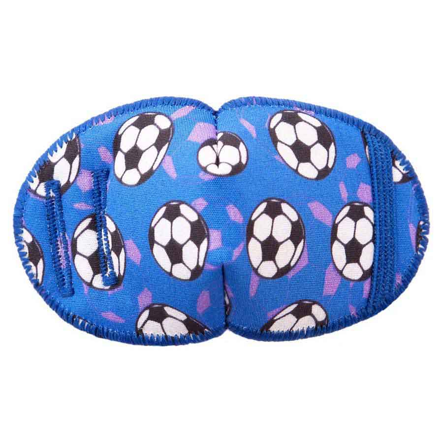 Soccer Blues soft reusable fabric eye patch for children with glasses